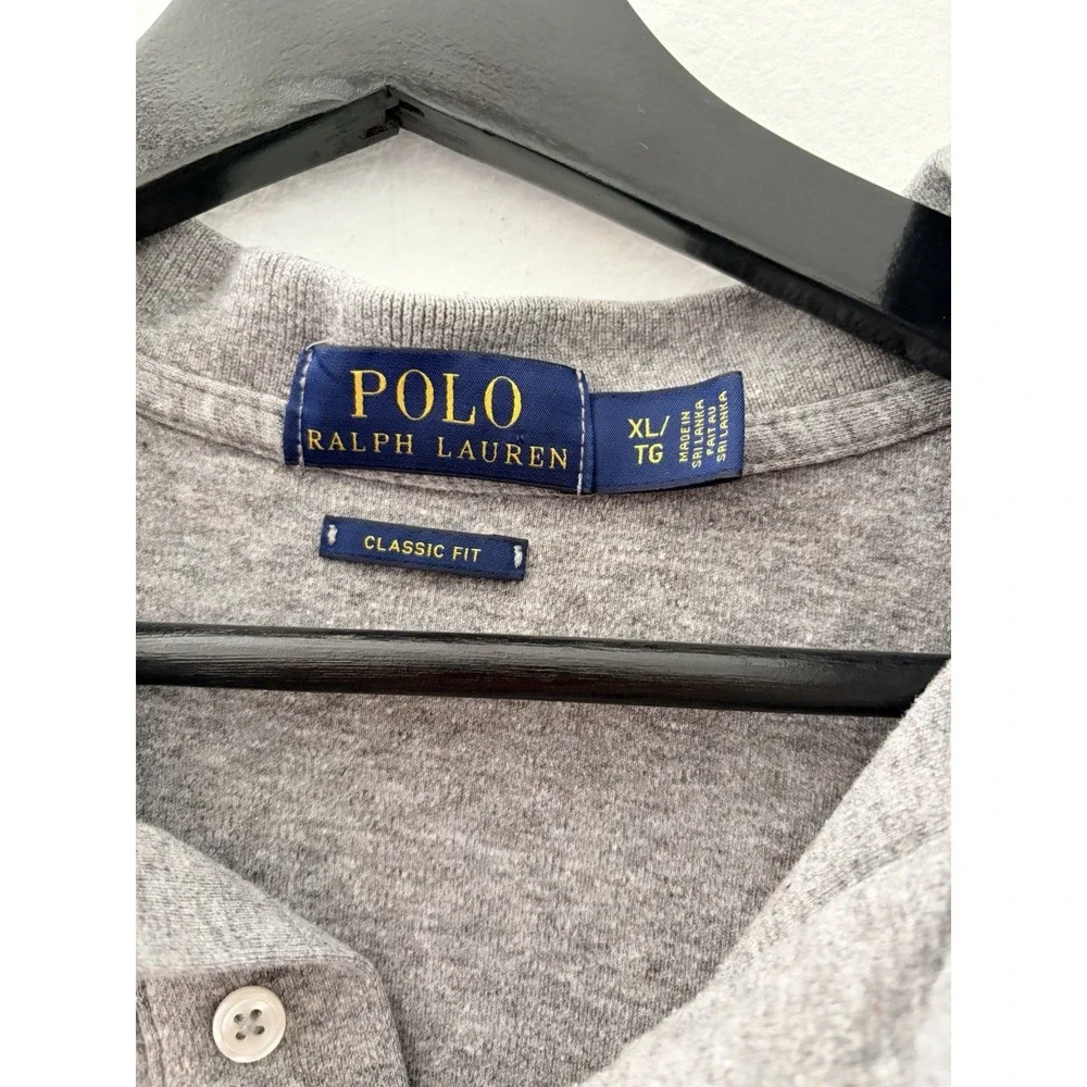 Polo Ralph Lauren Shirt Mens XL Gray Classic Fit Short Sleeve Pique Polo Pony